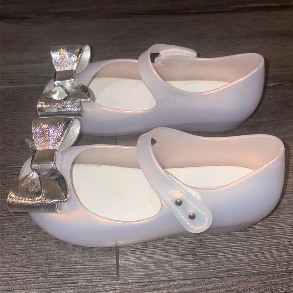 Mini Melissa Clear Jelly Mary Jane with Silver Bow
